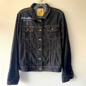 Privacy Wear Breast Cancer Denim Jacket. Embroidery: Women's Size Large